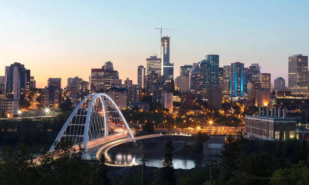 image of Edmonton, Alberta emerald hills landing city-scape during sunset